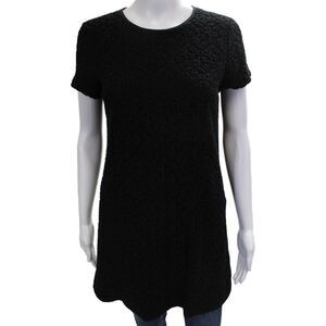 Madewell et Sezane Womens Shift Blouse Black Short Sleeve Round Neck Size XS